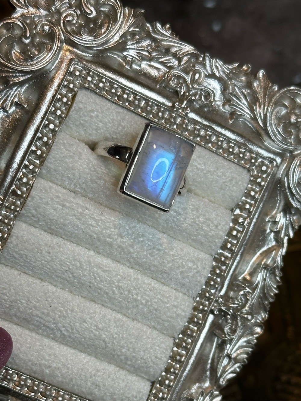 Rainbow Moonstone Ring Sterling Silver S925 Size 8.5 - Picture 2 of 8